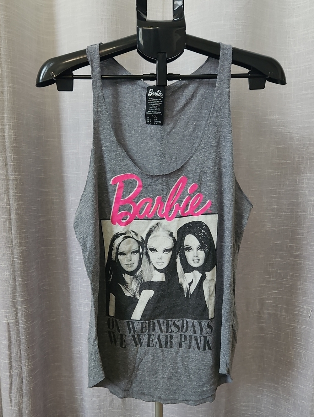 Barbie Gray Tank Top with Pink Logo and Graphic